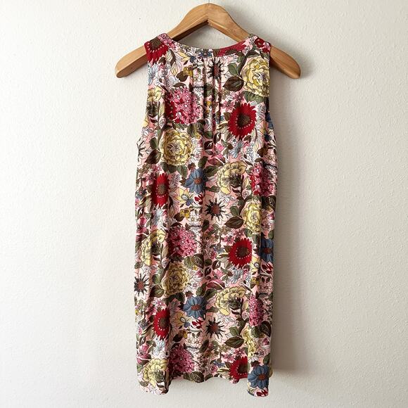 Loft Pink Garden Floral Print Sleeveless Shift Dress women's size large - Picture 8 of 11
